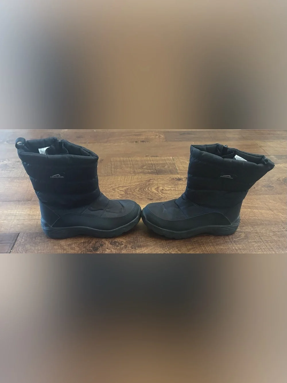 Polaredge boy youth big kids Black Zip winter snow boots  quilted Sz 6 black